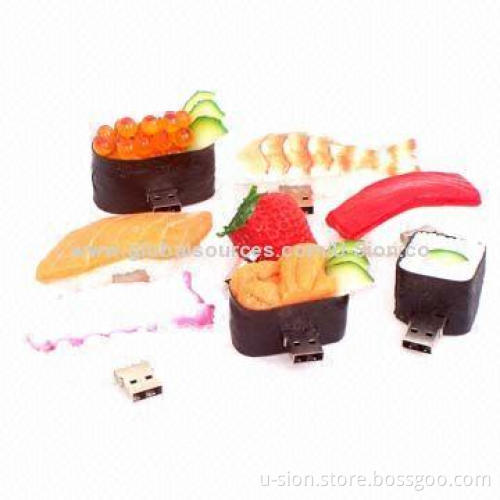 Customized PVC Sushi-shaped Food USB Flash Drives with Samsung Brand Chip, 256MB-32GB Memory